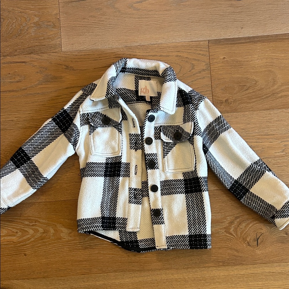 GB Girls Monochrome Plaid Button Down Shirt